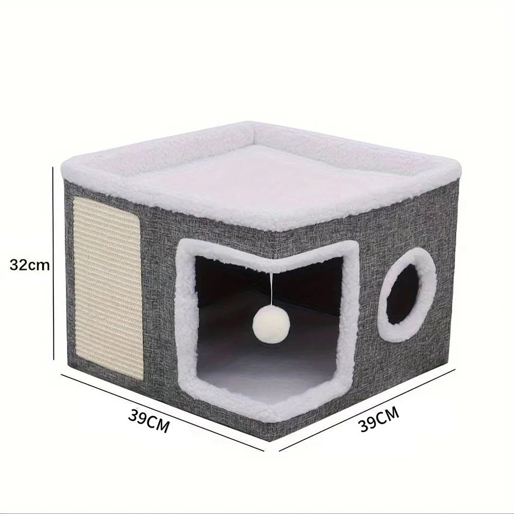 Indoor Foldable Cat House with Scratcher - Solosh