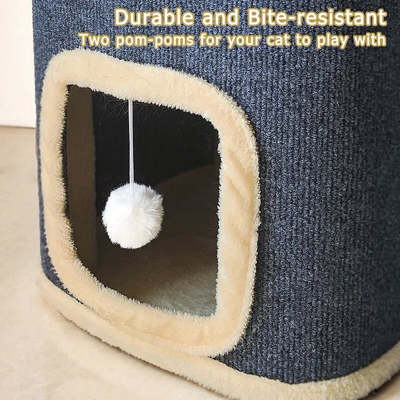 Cozy Double Layer Cat Cube House Bed - Solosh