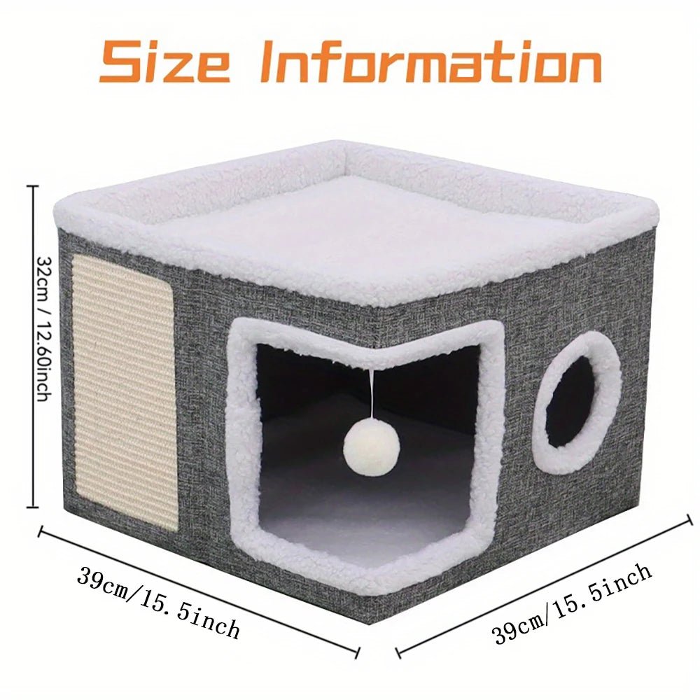 Indoor Foldable Cat House with Scratcher - Solosh