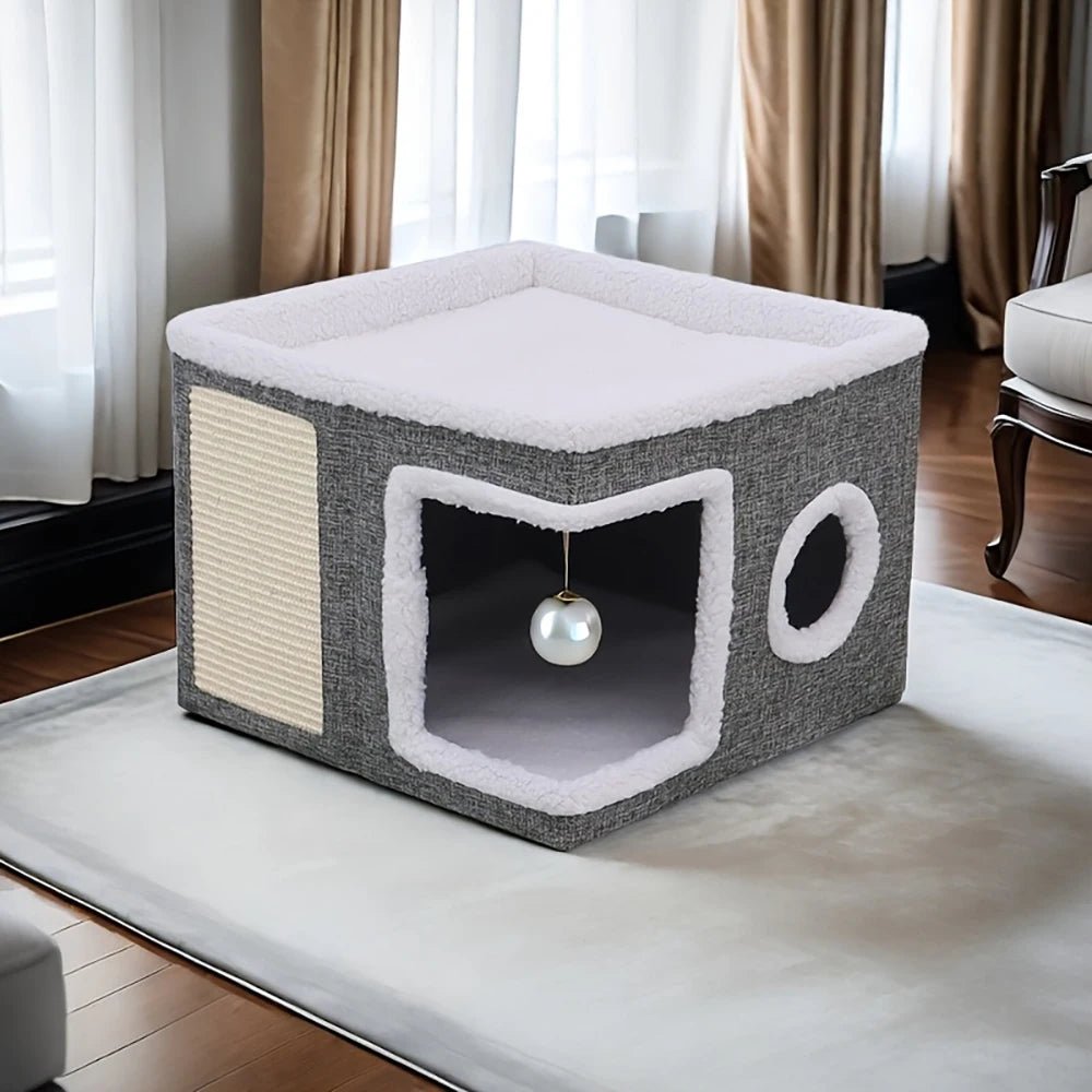 Indoor Foldable Cat House with Scratcher - Solosh