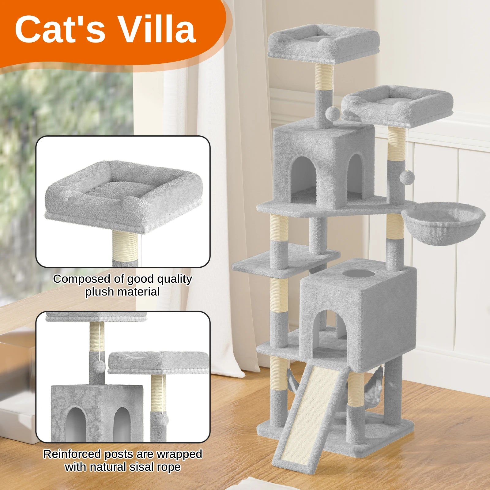 Large Multi - Level Cat Tree with Perch - Solosh