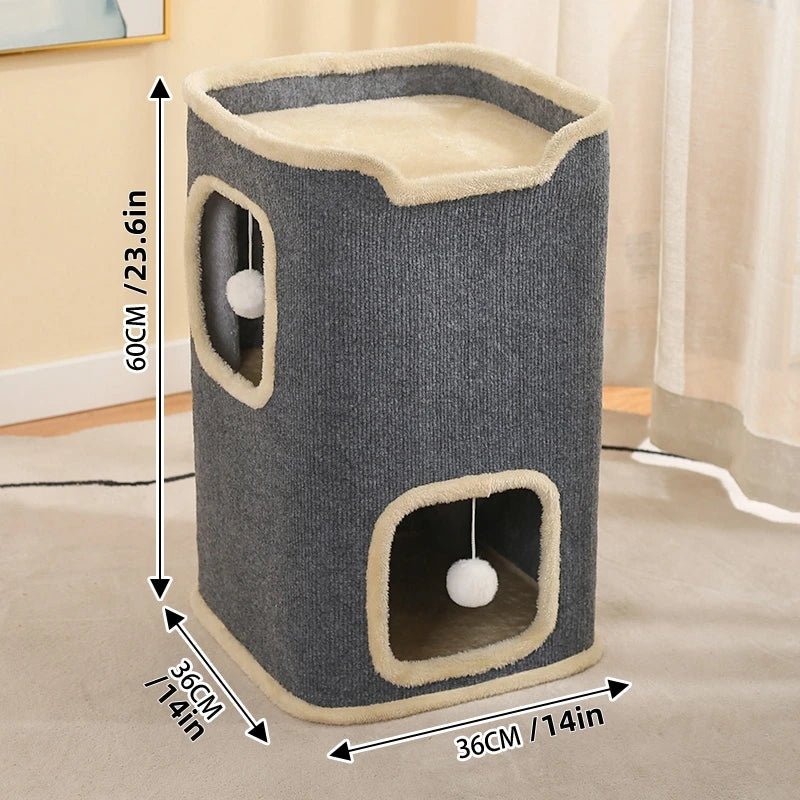 Cozy Double Layer Cat Cube House Bed - Solosh