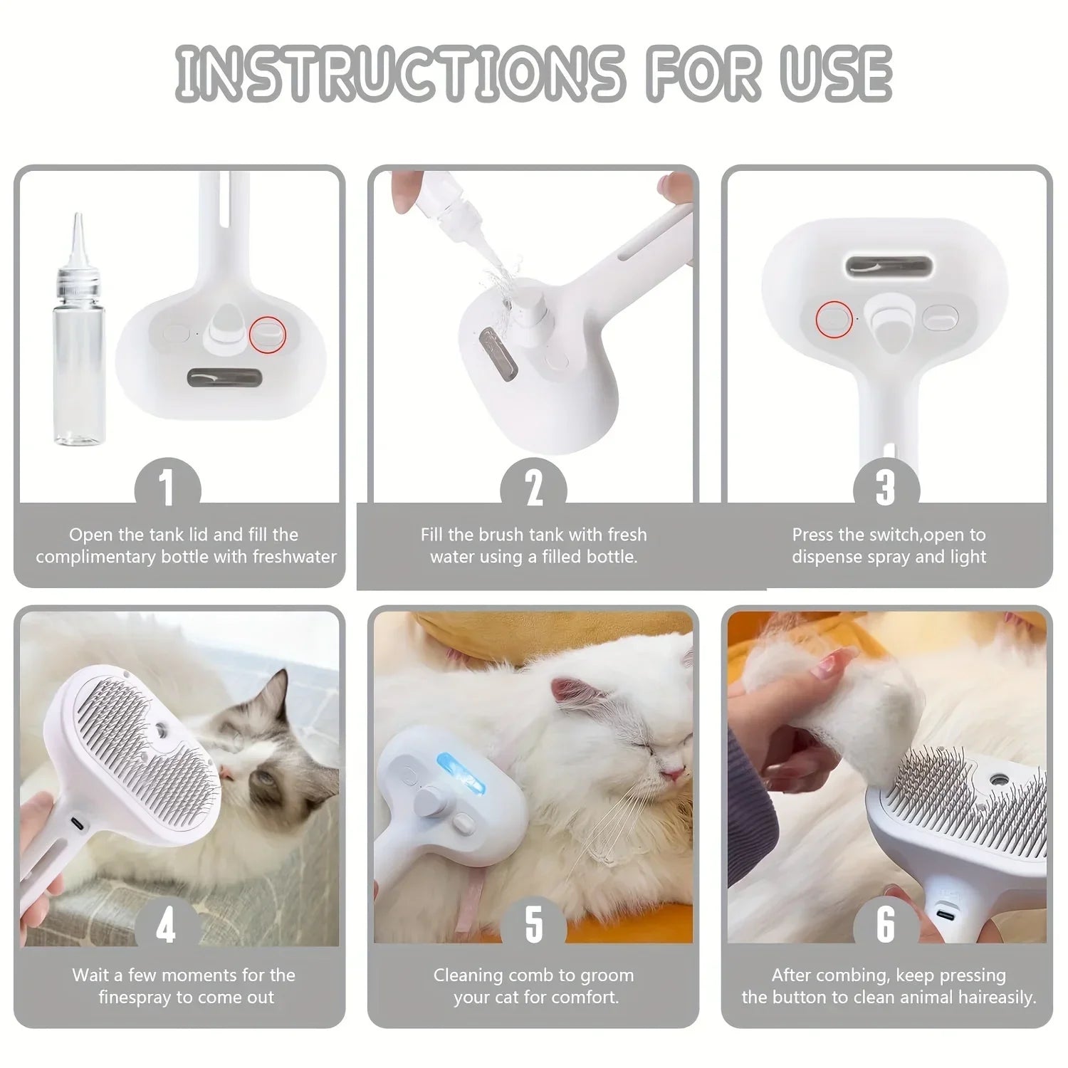 Pet Spray Hair Comb for Cats & Dogs - Solosh