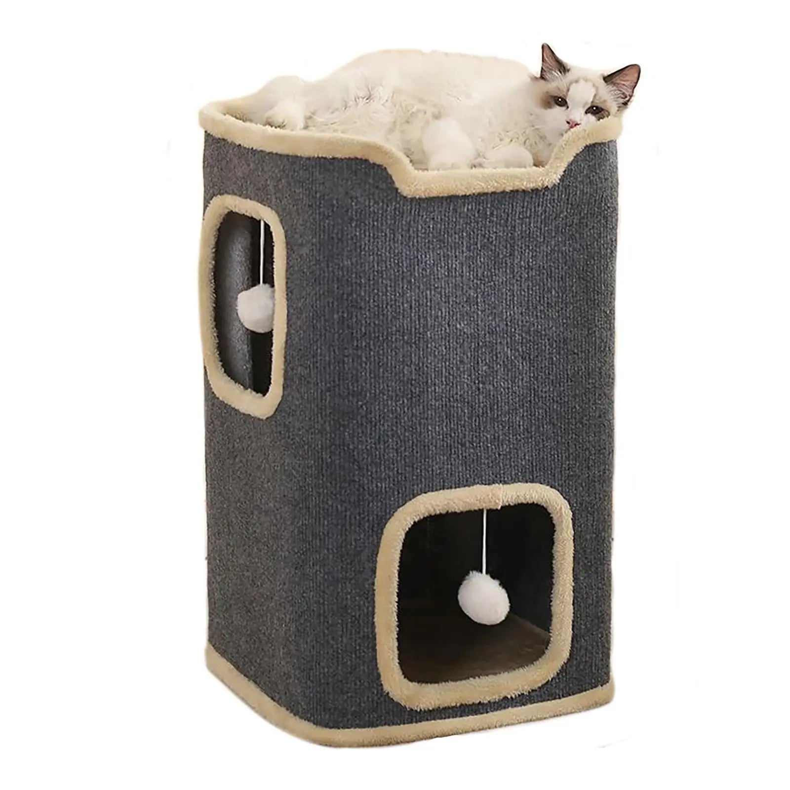 Cozy Double Layer Cat Cube House Bed - Solosh