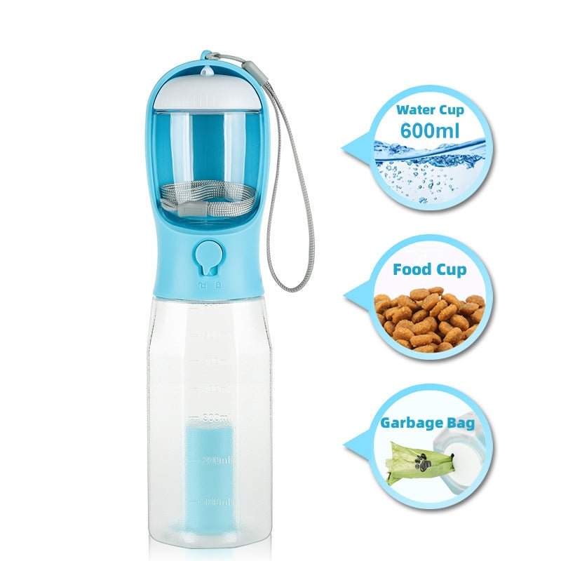 3 - in - 1 Leak - Proof Pet Water Bottle – Portable Food & Poop Dispenser for Cats and Dogs - Solosh